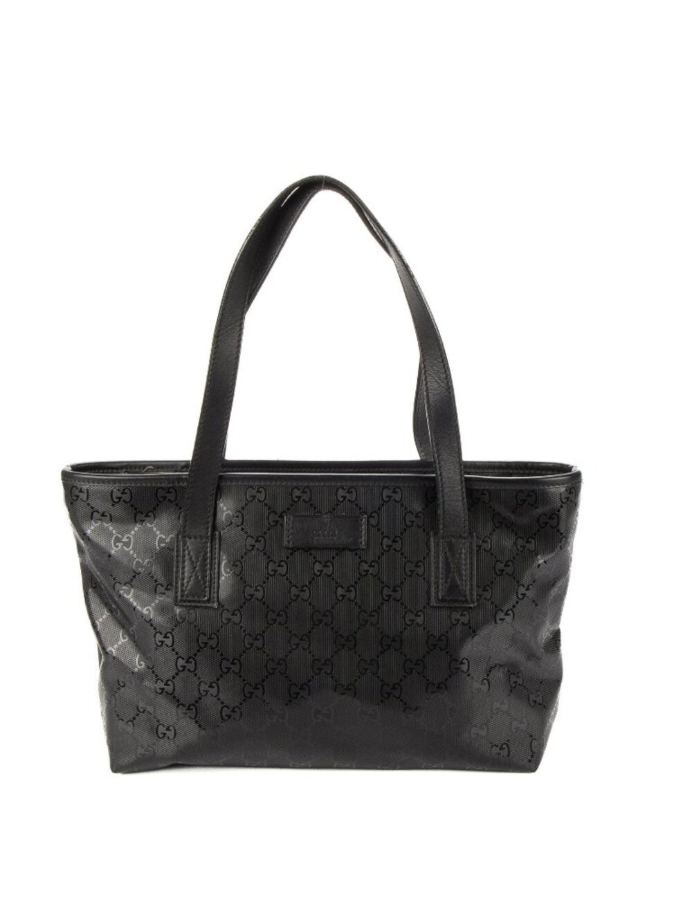 Gucci GG Print Tote Bag Black Glossy Monogram Patent Leather